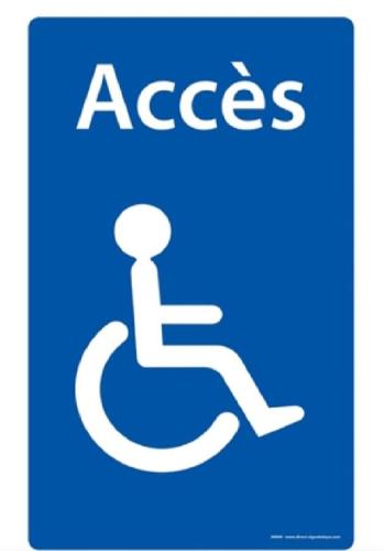 a blue sign with a person sitting on a wheelchair at Draga, Agadir appart et piscine dans villa, in Cite Adrar