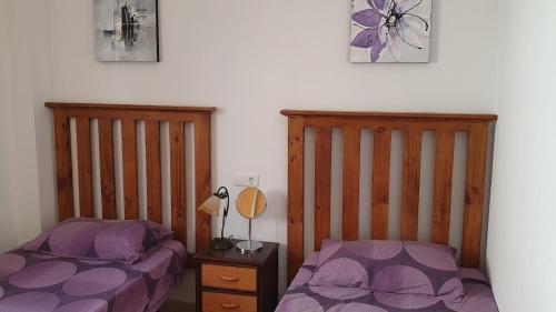 two beds sitting next to each other in a bedroom at Casa Algorfa Alicante Spain in Algorfa