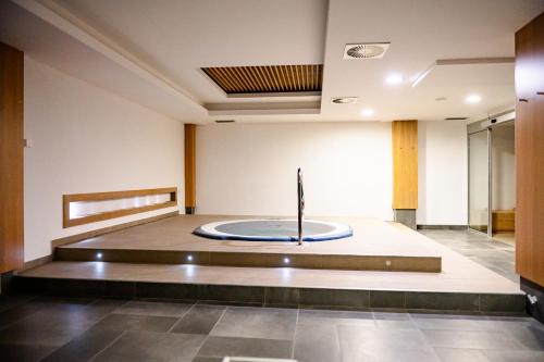 ヤホリナにあるApartman 107 - Aparthotel Vučko Jahorina - private hostの中央に彫刻がある部屋