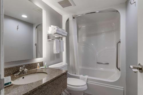 a bathroom with a toilet and a sink and a shower at Quality Inn Kodak Sevierville in Kodak