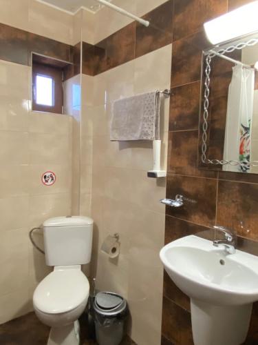 a bathroom with a toilet and a sink at Kot Garden Guest House in Sapareva Banya