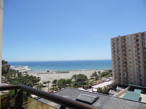a view of the beach from the balcony at Puerto Marina in Benalmádena