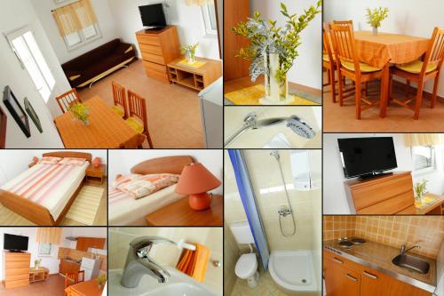 a collage of different pictures of a room at Apartments Jadranica in Murter