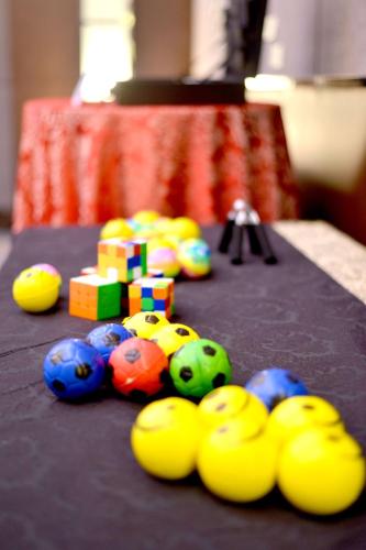 a group of toy toys on a table at Radisson Blu Hotel Guwahati in Guwahati