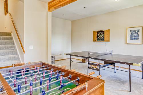 a room with a ping pong table in it at Over the Moon in Incline Village
