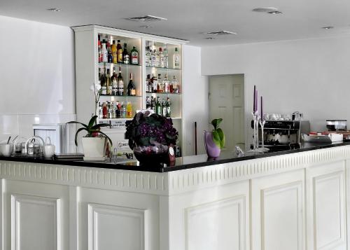 a bar with a counter with bottles of alcohol at Wodnik in Krosno