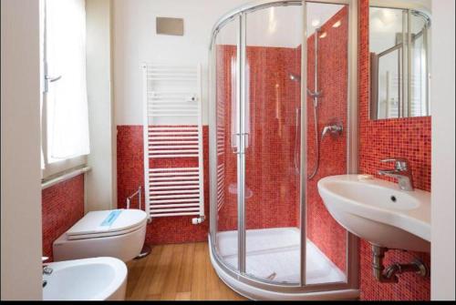 維洛納的住宿－Dreaming Suite，带淋浴、卫生间和盥洗盆的浴室