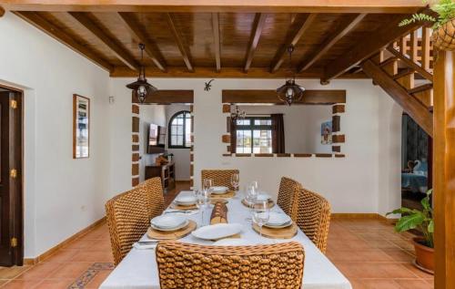 A seating area at Pico Partido villa heated pool