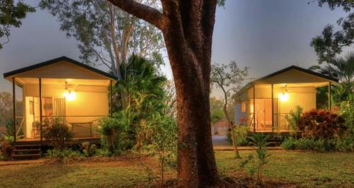 a house with lights on the front of it at BIG4 Breeze Holiday Parks - Katherine in Katherine