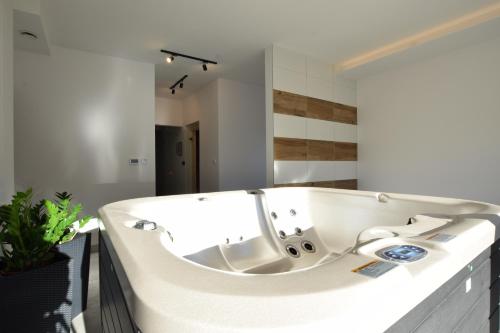 Koupelna v ubytování Sun&Sport Apartament WIDOK NA SKRZYCZNE 1 plus sauna i jacuzzi w obiekcie