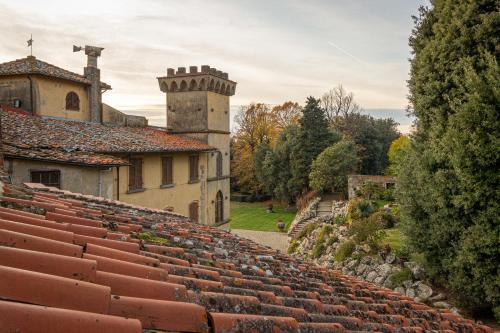 a view from the roof of a building with a tower at Agriturismo I Bonsi in Reggello