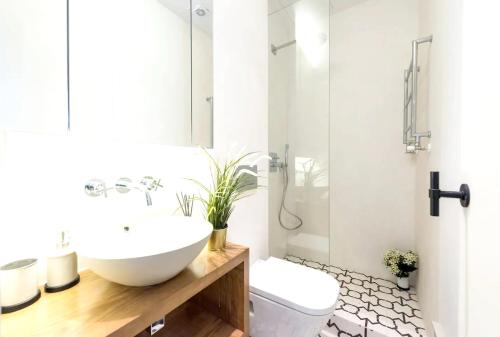uma casa de banho com um lavatório e um WC em One bedroom appartement with wifi at Madrid em Madri