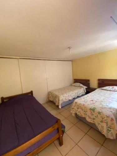 維庫尼亞的住宿－Casa grande Campestre, Vicuña, Valle del Elqui，一间客房内配有两张床的房间