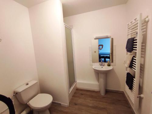 uma casa de banho com um WC e um lavatório em Le Babord T2 étoilé em Saint-Méloir-des-Ondes