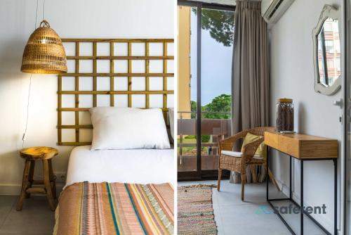 Giường trong phòng chung tại Edifício Algarve