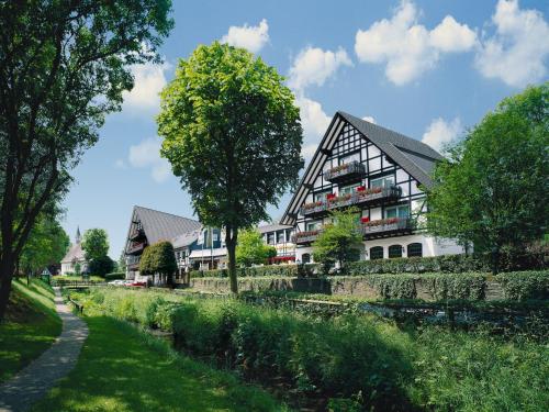 a large building with a tree in front of it at Struck Landhotel & SPA in Attendorn