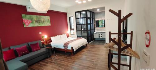 Cama o camas de una habitación en 嚨口十二之一民宿Longcall 12-1