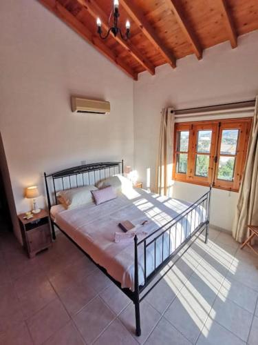 a bedroom with a large bed in a room at Unique Stonehouse Traditional Villa in Ayia Anna in Ayia Anna