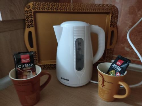 Příslušenství pro přípravu čaje a kávy v ubytování Apartman House Annesa