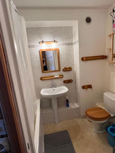 a bathroom with a sink and a toilet at Glaciers Cocoon in Val Thorens