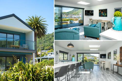 a collage of pictures of a house at Boathouse Apartments in Picton