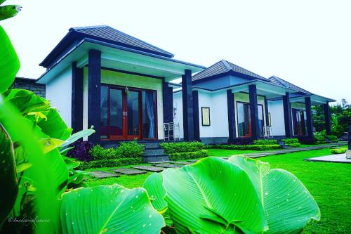 a house with a large green yard in front of it at Bali Astetic Villa and Hot Spring in Kintamani