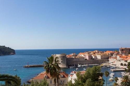 a view of a harbor with boats in the water at Holiday Home Patricija in Dubrovnik