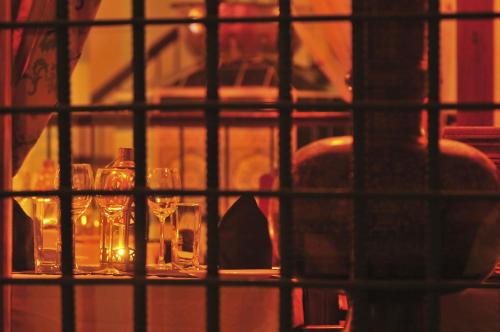 a group of glasses sitting on a table in a room at Zanzibar Palace Hotel in Zanzibar City