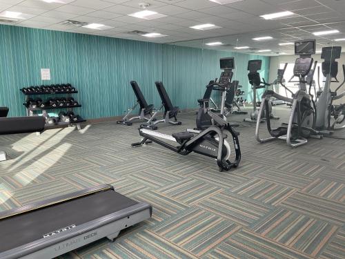 a gym with several exercise bikes and treadmills at Holiday Inn Express & Suites - Wylie West by IHG in Wylie