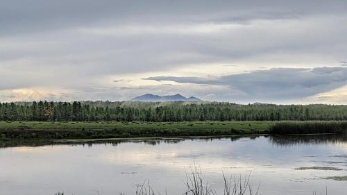 a view of a lake with mountains in the background at Backland in Williams