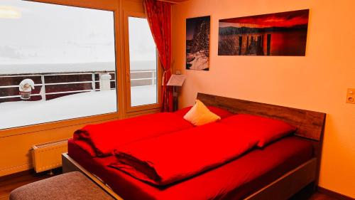 Postel nebo postele na pokoji v ubytování Auszeit mit Sauna und Pool