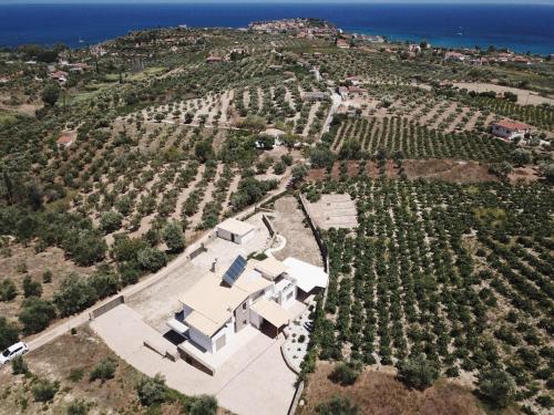 an aerial view of a house on a hill with trees at ASSINI View in Asíni