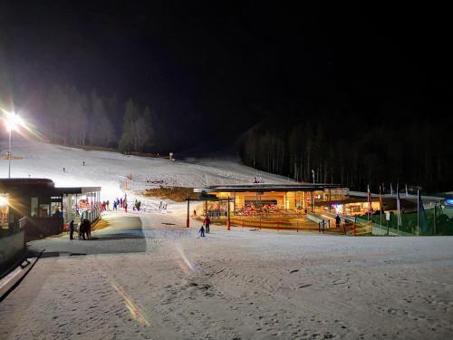 a group of people on a ski slope at night at Ferien- und Businesswohnung Relax im ersten Stock in Sonnen
