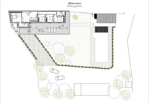 a floor plan of a house with a garden at Finca Clos in Borrassá