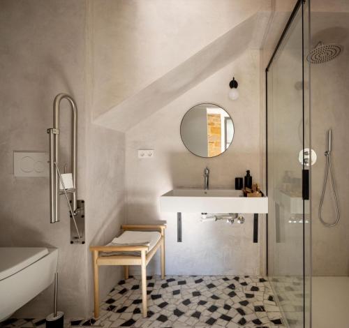 a bathroom with a sink and a mirror at SOLOA LANDETXEA in Bakio