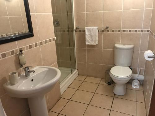 a bathroom with a toilet and a sink at De Oude Herberg in Centurion