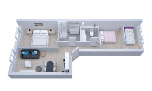 a drawing of a floor plan of a house at Le cosy fertois-self checkin-centre-ville in La Ferté-sous-Jouarre