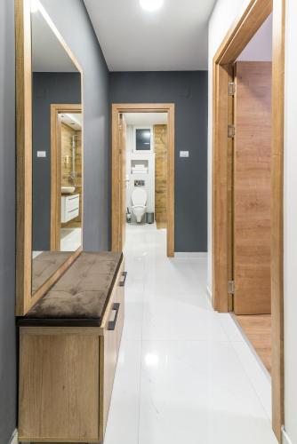 a bathroom with a vanity and a toilet in a room at Daisy resort in Novi Sad