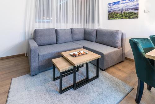 a living room with a couch and a table at Daisy resort in Novi Sad