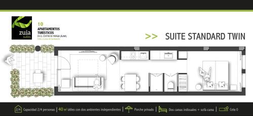 a floor plan of a suite planned for aominium at Zuia Suites in Murguía