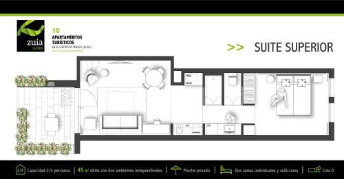 a floor plan of a villa with supreme at Zuia Suites in Murguía