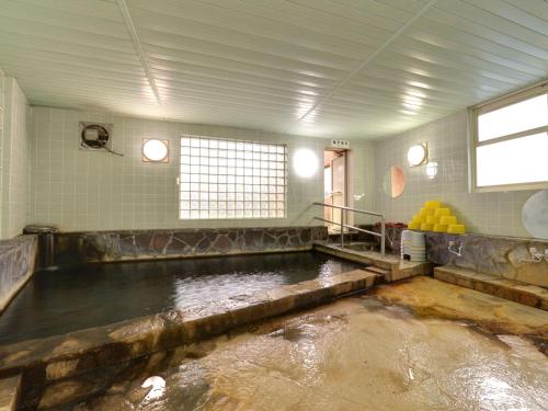 a room with a large pool of water in a room at Hotel Parkway in Teshikaga