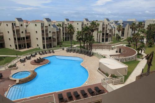 an overhead view of a swimming pool at a resort at Villas at Bahia Mar in South Padre Island
