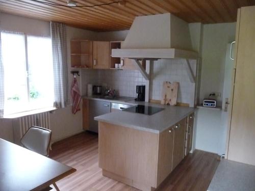 - une cuisine avec une grande île dans une chambre dans l'établissement Meistereders Ferienwohnung, à Schönau am Königssee