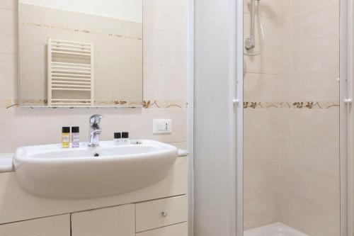 a bathroom with a sink and a shower at AlbaRoma Apartment in Rome