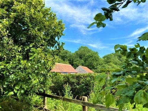 a house in the middle of a field with trees at Cocklebury Farm in Pewsey