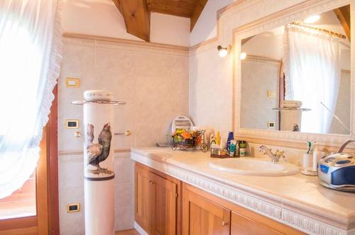 a bathroom with a sink and a mirror at Villa Belmonte in Tresché Conca