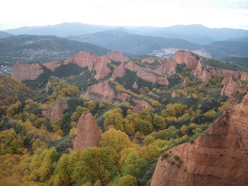 a view of a canyon with trees and rocks at Hostal Monteclaro in Ponferrada
