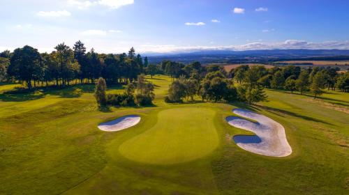 an overhead view of a golf course with two putts at Murrayshall Country Estate in Perth