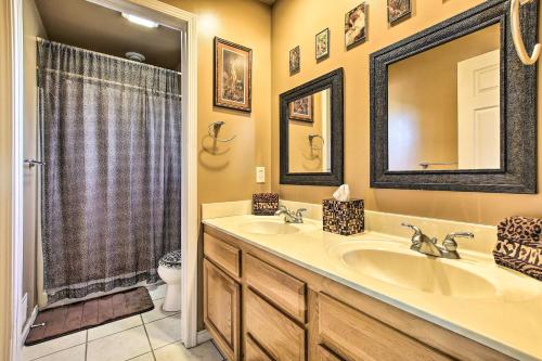 a bathroom with a sink and a shower at Lake Michigan Gem Less Than Half-Mi to Private Beach! in Mears